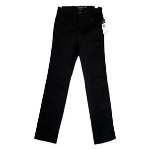Lauren Ralph Lauren Black Cotton Slimming Fit Pants Size2 NEW
